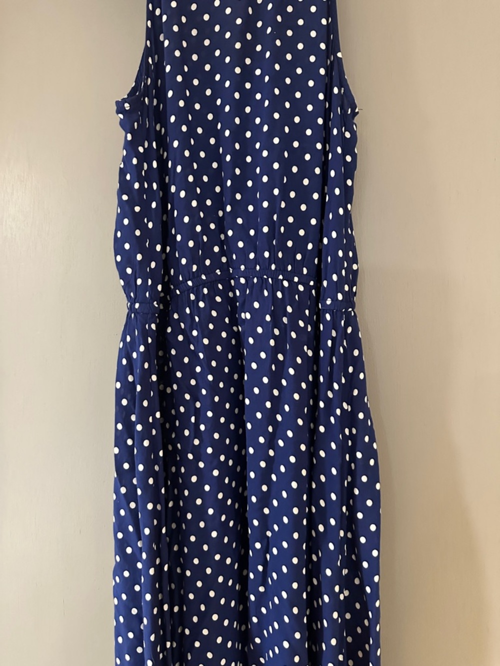 Anthropologie Lilka Polka Dot Hi-Low Dress Navy Green Halter Midi Derby - Picture 6 of 12